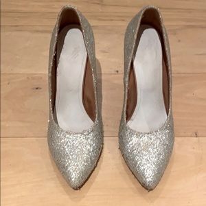 MAISON MARTIN MARGIELA sparkly silver high heel pumps size 9.5